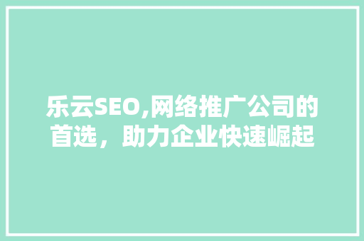 乐云SEO,网络推广公司的首选，助力企业快速崛起