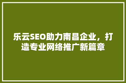 乐云SEO助力南昌企业，打造专业网络推广新篇章