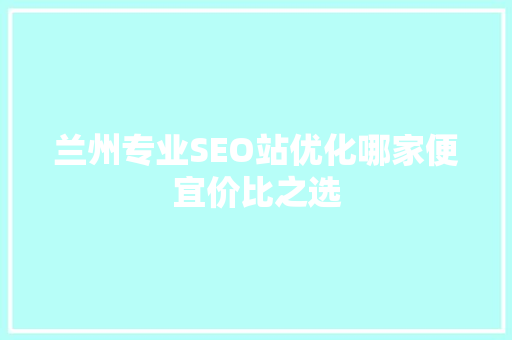 兰州专业SEO站优化哪家便宜价比之选