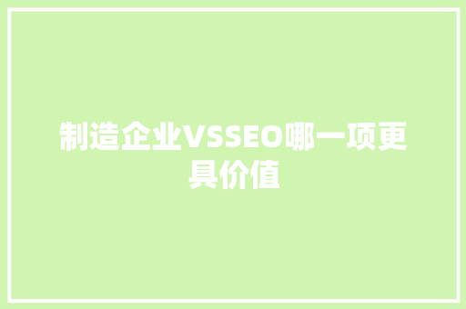 制造企业VSSEO哪一项更具价值