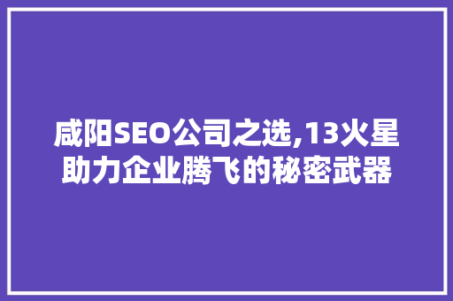 咸阳SEO公司之选,13火星助力企业腾飞的秘密武器
