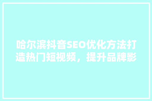 哈尔滨抖音SEO优化方法打造热门短视频，提升品牌影响力