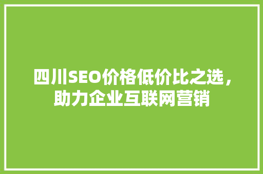 四川SEO价格低价比之选，助力企业互联网营销