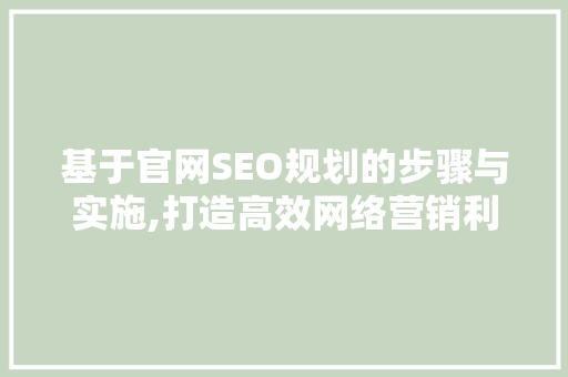 基于官网SEO规划的步骤与实施,打造高效网络营销利器
