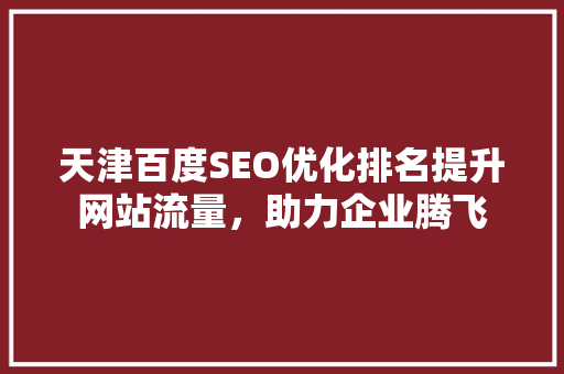 天津百度SEO优化排名提升网站流量，助力企业腾飞