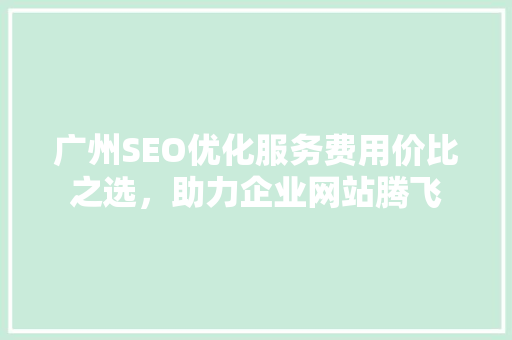 广州SEO优化服务费用价比之选，助力企业网站腾飞