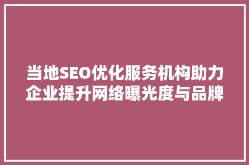 当地SEO优化服务机构助力企业提升网络曝光度与品牌影响力