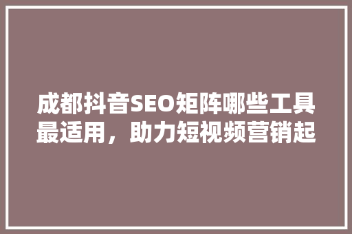 成都抖音SEO矩阵哪些工具最适用，助力短视频营销起飞