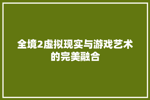 全境2虚拟现实与游戏艺术的完美融合