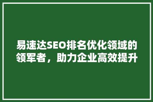 易速达SEO排名优化领域的领军者，助力企业高效提升网站流量