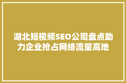 湖北短视频SEO公司盘点助力企业抢占网络流量高地