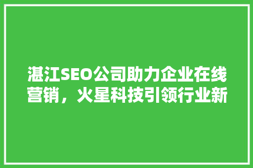 湛江SEO公司助力企业在线营销，火星科技引领行业新潮流