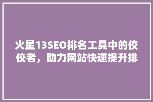 火星13SEO排名工具中的佼佼者，助力网站快速提升排名