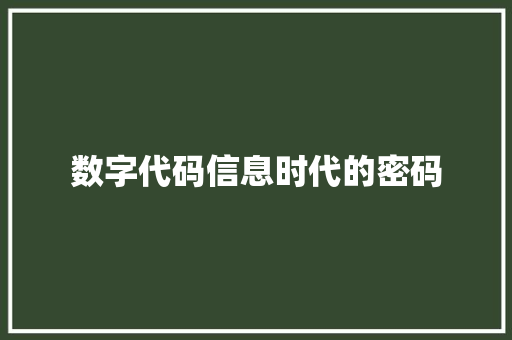 数字代码信息时代的密码