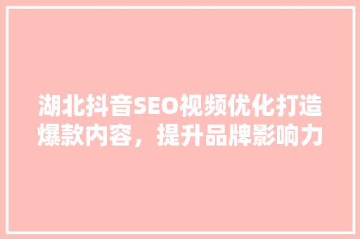 湖北抖音SEO视频优化打造爆款内容，提升品牌影响力