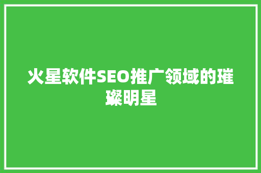 火星软件SEO推广领域的璀璨明星