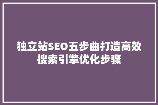 独立站SEO五步曲打造高效搜索引擎优化步骤
