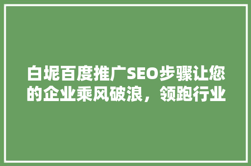 白坭百度推广SEO步骤让您的企业乘风破浪，领跑行业  第1张