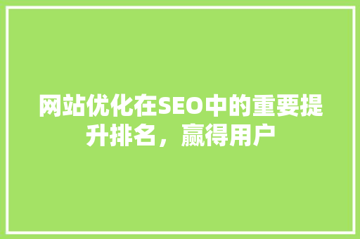 网站优化在SEO中的重要提升排名，赢得用户