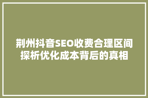 荆州抖音SEO收费合理区间探析优化成本背后的真相