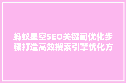蚂蚁星空SEO关键词优化步骤打造高效搜索引擎优化方法