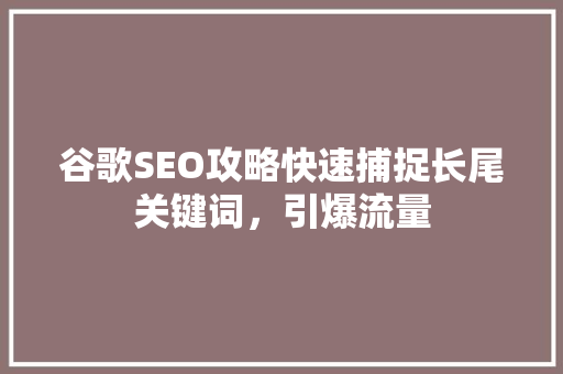 谷歌SEO攻略快速捕捉长尾关键词，引爆流量  第1张
