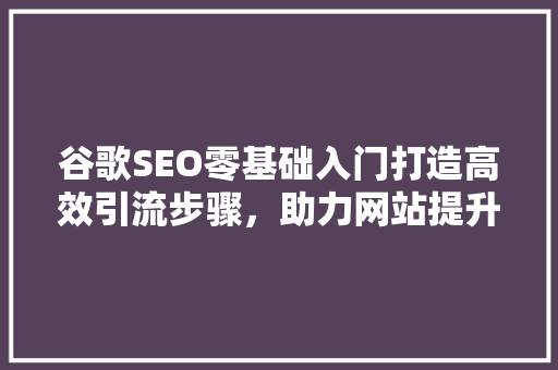 谷歌SEO零基础入门打造高效引流步骤，助力网站提升排名