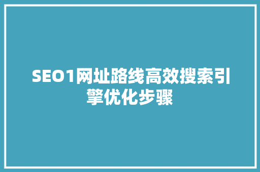 SEO1网址路线高效搜索引擎优化步骤