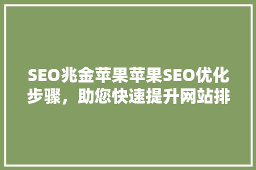 SEO兆金苹果苹果SEO优化步骤，助您快速提升网站排名
