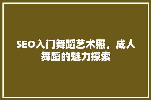 SEO入门舞蹈艺术照，成人舞蹈的魅力探索