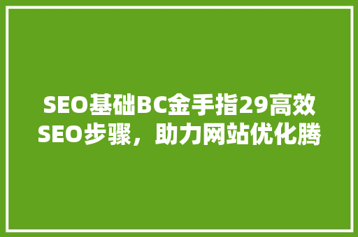 SEO基础BC金手指29高效SEO步骤，助力网站优化腾飞
