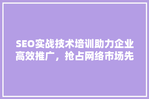 SEO实战技术培训助力企业高效推广，抢占网络市场先机