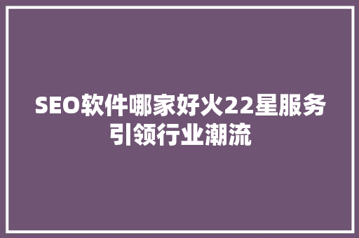 SEO软件哪家好火22星服务引领行业潮流