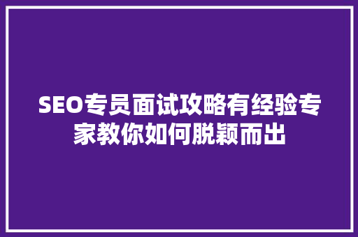 SEO专员面试攻略有经验专家教你如何脱颖而出