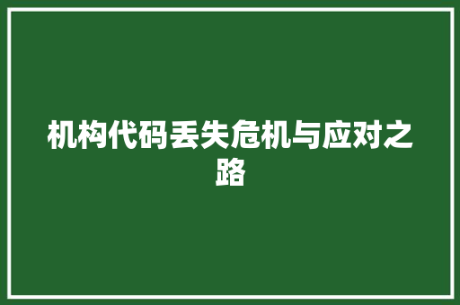 机构代码丢失危机与应对之路