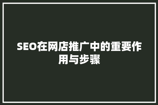 SEO在网店推广中的重要作用与步骤  第1张