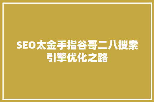 SEO太金手指谷哥二八搜索引擎优化之路