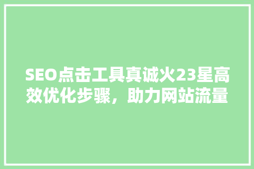 SEO点击工具真诚火23星高效优化步骤，助力网站流量翻倍