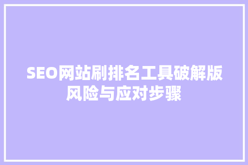 SEO网站刷排名工具破解版风险与应对步骤