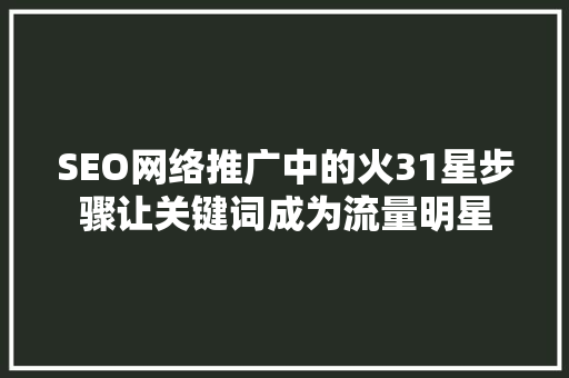 SEO网络推广中的火31星步骤让关键词成为流量明星