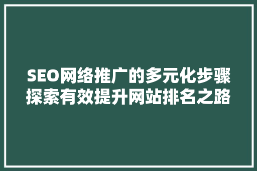 SEO网络推广的多元化步骤探索有效提升网站排名之路