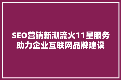SEO营销新潮流火11星服务助力企业互联网品牌建设