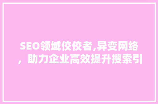 SEO领域佼佼者,异变网络，助力企业高效提升搜索引擎排名  第1张