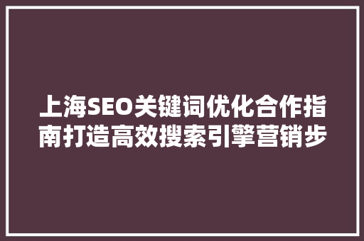 上海SEO关键词优化合作指南打造高效搜索引擎营销步骤