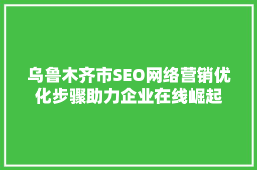 乌鲁木齐市SEO网络营销优化步骤助力企业在线崛起  第1张