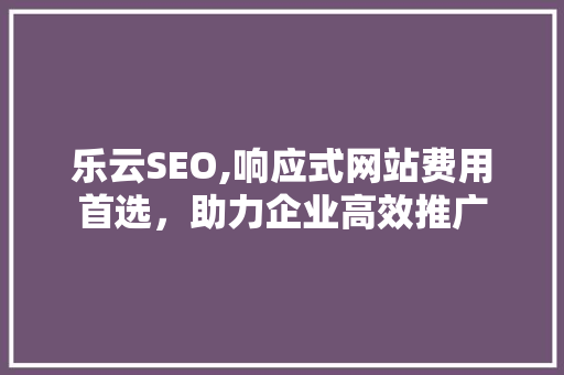 乐云SEO,响应式网站费用首选，助力企业高效推广