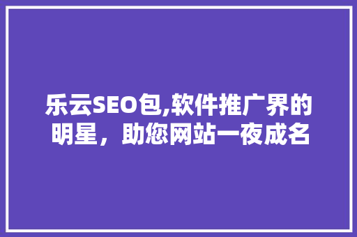乐云SEO包,软件推广界的明星，助您网站一夜成名