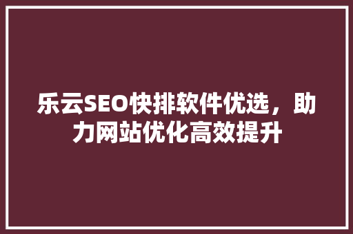 乐云SEO快排软件优选，助力网站优化高效提升