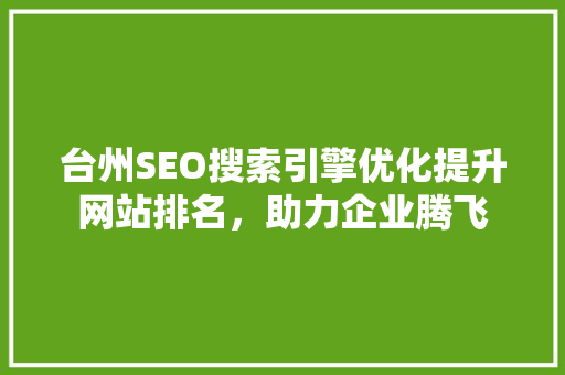 台州SEO搜索引擎优化提升网站排名，助力企业腾飞