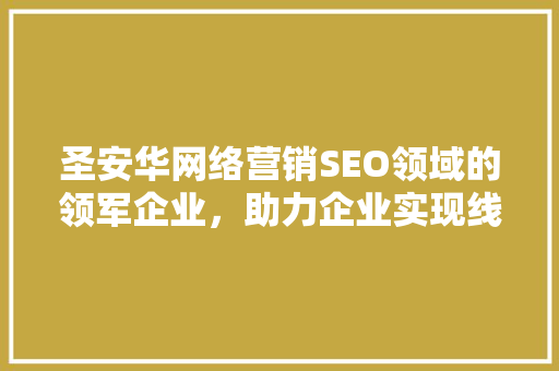 圣安华网络营销SEO领域的领军企业，助力企业实现线上增长